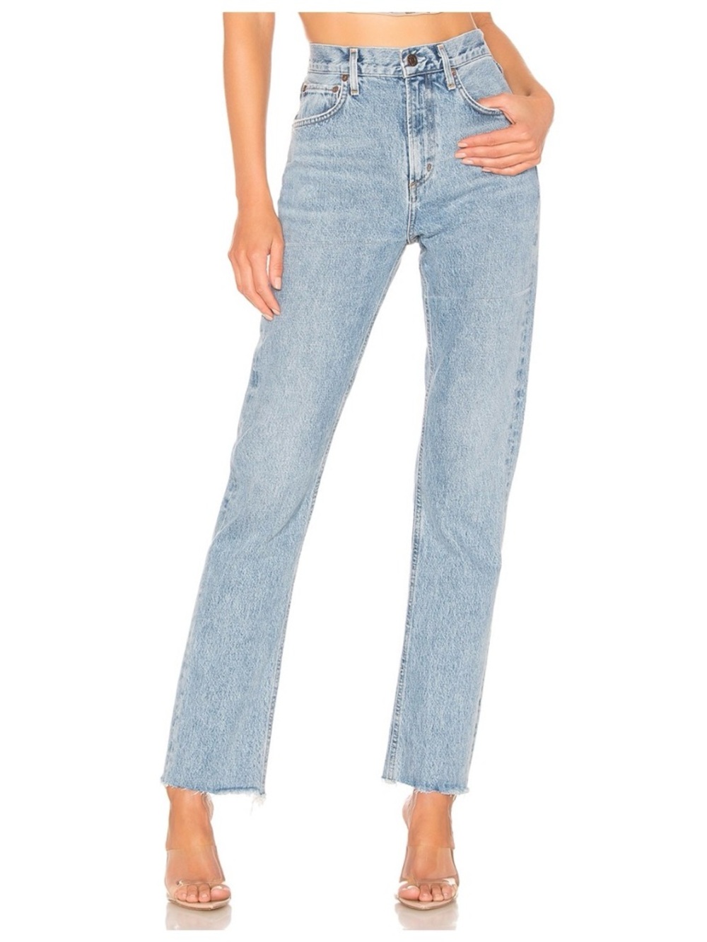 Agolde Light Wash Cherie High-Rise Straight Jeans